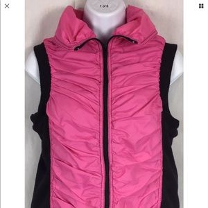 Free People Pink Shirred Puffy Vest Sz Small